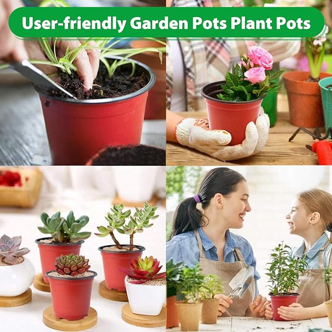 Sfee 100 Pack Plant Nursery Pots 4 inch Plastic Plant Pots, Soft Durable Reusable Seed Starting Pots for Succulents Plants Vegetables Fruits Seedlings Cuttings Transplanting with 100 Plant Labels