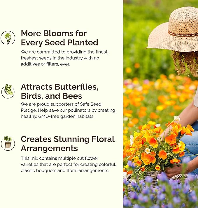 Eden Brothers North Dakota Wildflower Mixed Seeds for Planting, 1 lb, 480,000+ Seeds with Calendula, Sunflower | Attracts Pollinators, Plant in Spring or Fall, Zones