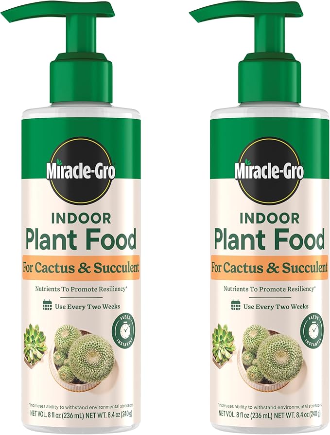 Miracle-Gro Indoor Plant Food for Cactus and Succulent, Liquid Plant Food for Indoor Succulents and Cactus, 8 fl. oz., 2-Pack