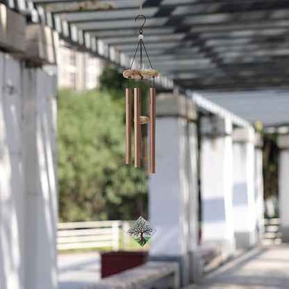 Deep Tone Wind Chimes for Outdoor - Handcrafted Copper Pipe Wind Chime with Tree of Life Pendant, Melodic Garden & Patio Decor (Ideal Gift for Mother, Grandmother, Housewarming) (Style 1)