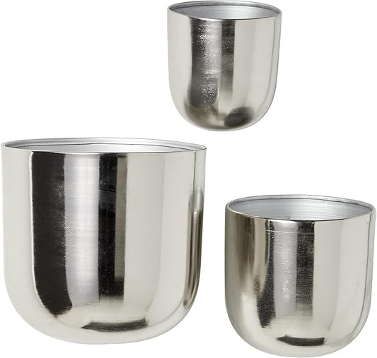 Deco 79 Metal Indoor Outdoor Floating Wall Planter, Set of 3 9", 7", 6"H, Silver
