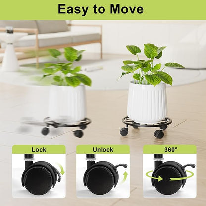 1 Pack Rolling Plant Stands with Wheels - 10.24" Plant Caddy, 360 °Rotatable and Lockable Plant Rollers, 80LB Weight Capacity, Plant Dolly for Moving Plant Wine Barrels Heavy Objects.