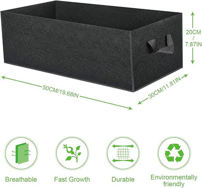 ANGELIOX 3 Pack 8 Gallon Grow Bags, 300G Thickened Nonwoven Fabric Garden Bed,30L Square Flower Planter Pots Containers with Handles for Potato Onion Carrot Taro Radish, Fruit,Flowers(50x30x20cm)