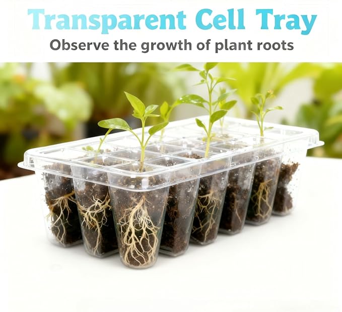 10-Pack Seed Starting Tray with Transparent Moisture-Lock Lid for Hydration and Heat Retention Seed Germination Starter Kit (120-Cell Tray Total) Easy Seedling Cultivation for Home Gardeners