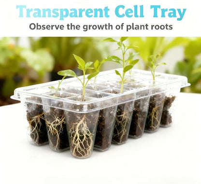 10-Pack Seed Starting Tray with Transparent Moisture-Lock Lid for Hydration and Heat Retention Seed Germination Starter Kit (120-Cell Tray Total) Easy Seedling Cultivation for Home Gardeners