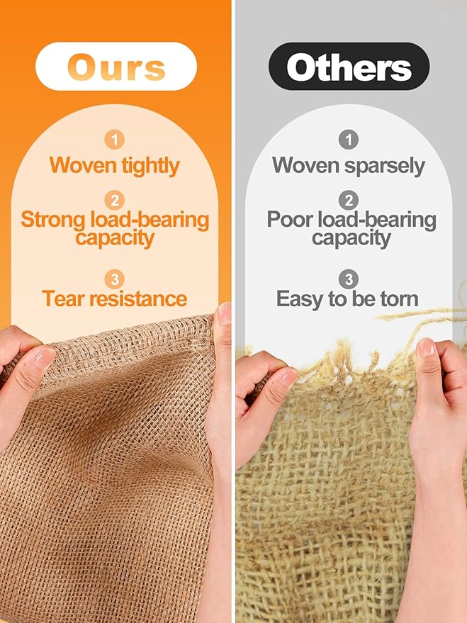 ANPHSIN 4Pcs Breathable Natural Burlap Bags - 24"x40" Reusable Thicken Jute Potato Onion Food Storage Sacks with Rope