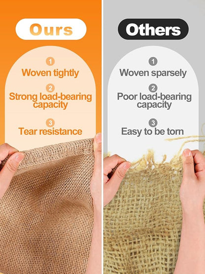 ANPHSIN 4Pcs Breathable Natural Burlap Bags - 24"x40" Reusable Thicken Jute Potato Onion Food Storage Sacks with Rope