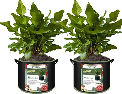 2-Pack 30 Gallon Plant Grow Bags, Thickened Nonwoven Fabric Pots with Handles,Sturdy Garden Planters Aeration Gardening Container to for Plants, Vegetables, and Flowers
