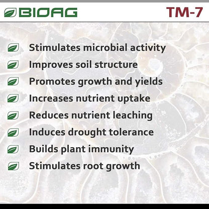 BioAg TM7 Organic Humic Acid Soil Conditioner Plus Essential Micronutrients, Dry Amendment for All Plants, S B Co Cu Fe Mn Mo Zn (300 Grams)