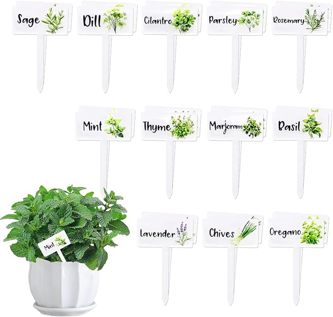 24Pcs Acrylic Plant Labels, Plant Markers and Garden Markers, Water-Resistant Plant Tags for Outdoor Garden, Herb Signs for Succulents, Vegetables, Seedlings