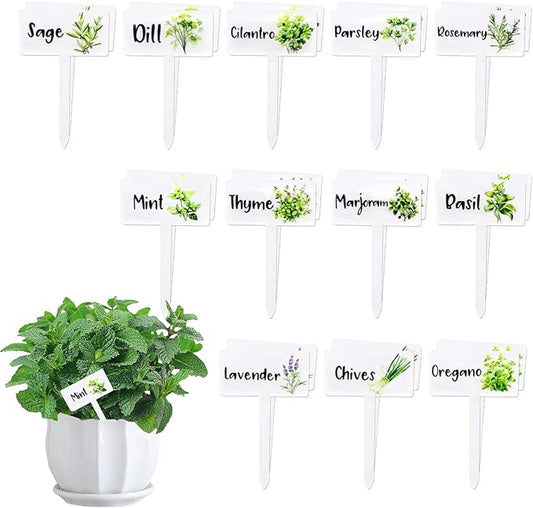 24Pcs Acrylic Plant Labels, Plant Markers and Garden Markers, Water-Resistant Plant Tags for Outdoor Garden, Herb Signs for Succulents, Vegetables, Seedlings