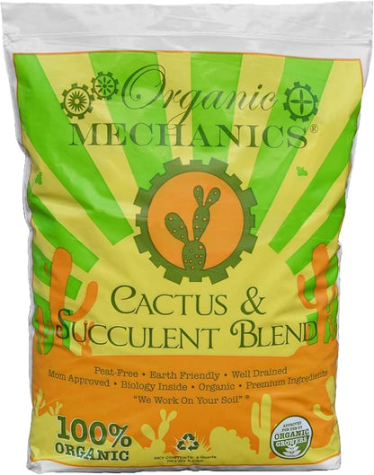 Organic Mechanics Cactus and Succulent Blend Potting Soil, 8 qt – Well-Drained Organic Mix – Enhances Plant and Root Growth with Biochar, Rice Hulls, and Worm Castings