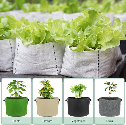 5-Pack Plant Grow Bags 7 Gallon Grow Bags 300G Thickened Fabric Pots with Durable Handles Plant Garden Grow Pots for Fruits/Vegetables/Flowers/Plants [Green]