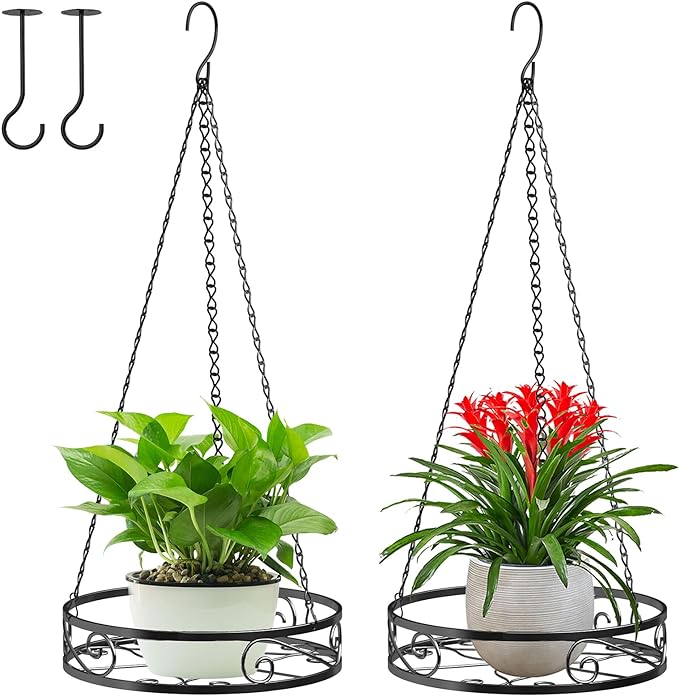 2-Pack Hanging Planters for Indoor Plants - Heavy Duty Metal Plant Hanger Indoor with 3 Chains and Hooks – Aesthetic Hanging Plant Holder for an Instant Gardening Decor