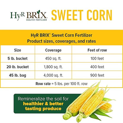 HyR BRIX Slow-Release 16-7-10 Sweet Corn Fertilizer, 5lb Bucket - Corn Food with Calcium & Sulfur - Essential Micronutrients for Big, Uniform Ears & Sweet Flavor