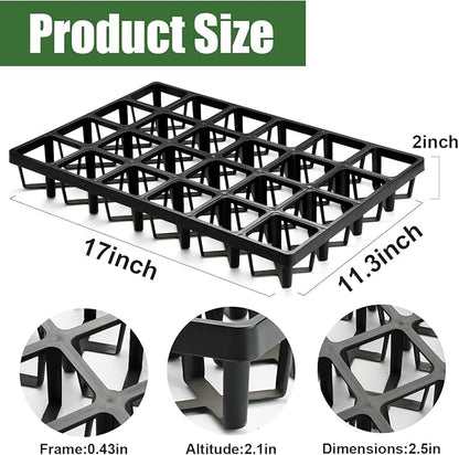 24 Cell Nursery Pots Trays (17"x11"x2") with Plastic Flat Seed Starter Trays, Durable Carrying Seedling Starter Tray, Reusable Planting Tray for Holding 2.7 inch Nursery Pots, 3 Sets Combo