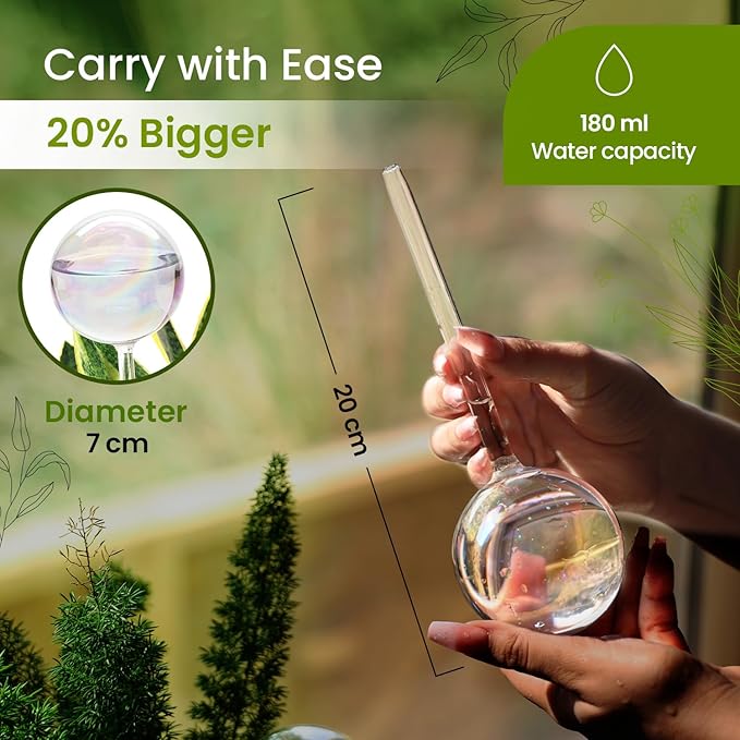 Iridescent Self Watering Globes, Glass Rainbow Plant Watering Globes, Self Watering Planter Insert, Automatic Plant Waterer Indoor (Medium-4 Pcs Iridescent, Medium)