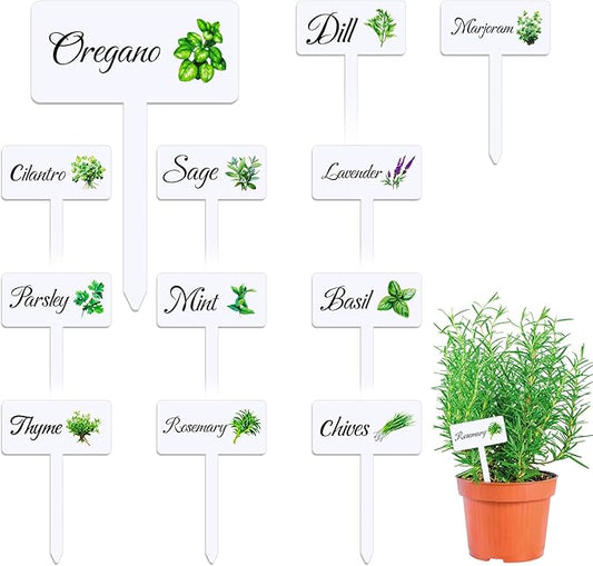24 Pcs Acrylic Herb Garden Signs Plant Labels Waterproof Reusable Plant Tags with Names for Seedlings Nursery Outdoor Indoor Garden Permanet Labels Markers