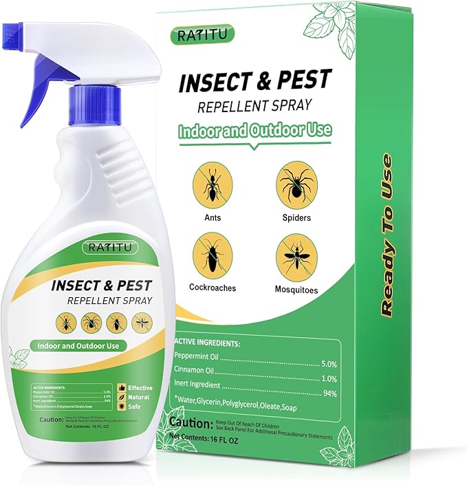Peppermint Oil Insect and Pest Repellent Spray, 16 OZ Insect Repellent Spray for Ants, Spiders, Cockroaches, Mosquitoes, Indoor & Outdoor Bug Repellent for Insects, Pet & Human Safe Natural Formula