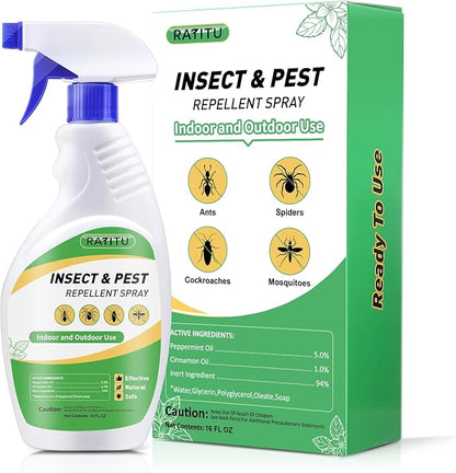 Peppermint Oil Insect and Pest Repellent Spray, 16 OZ Insect Repellent Spray for Ants, Spiders, Cockroaches, Mosquitoes, Indoor & Outdoor Bug Repellent for Insects, Pet & Human Safe Natural Formula