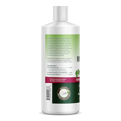 Organic Seedling Solution, Liquid Fertilizer for Seedlings, Cuttings & Clones – Natural Seaweed & Fish-Based Plant Food for Strong Root Growth. 32 oz