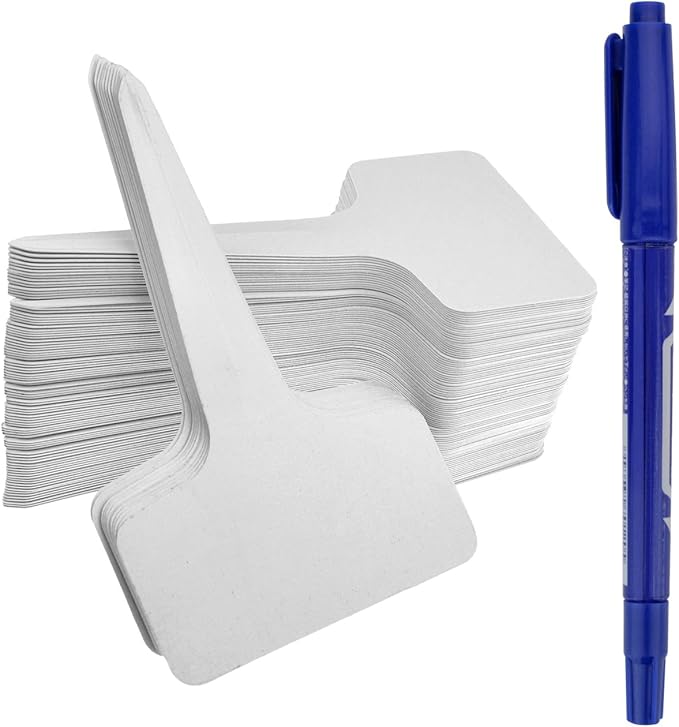 Ishua 100pcs 2.36"x3.94" inch（6 x10 cm) Plastic Plant T-Type Tags Markers Nursery Garden Labels