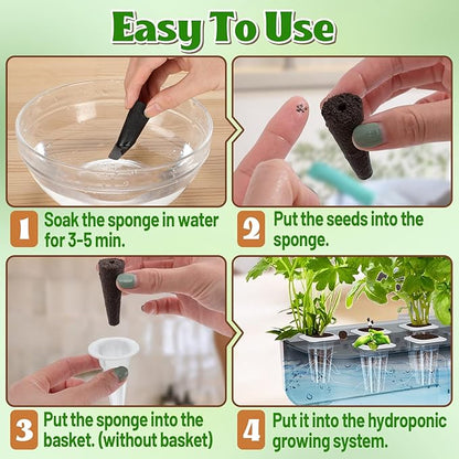 Alphatool 100 Pack Grow Sponges Replacement Compatible with AeroGarden - Seed Starters Pods for Improving Germination Rate Speed, Seeds Starting Kit for Indoor Garden Hydroponics Growing System