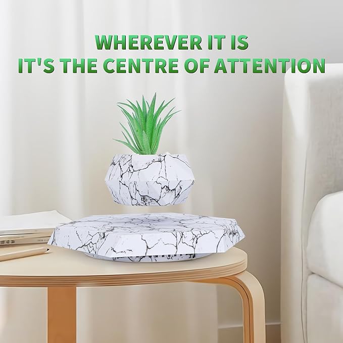 Levitating Plant Pots Floating Hanging Planter for Small Plants. Elevate Your Space Level with The Floating Plant Pot – Stunning Home and Office Deco (White)