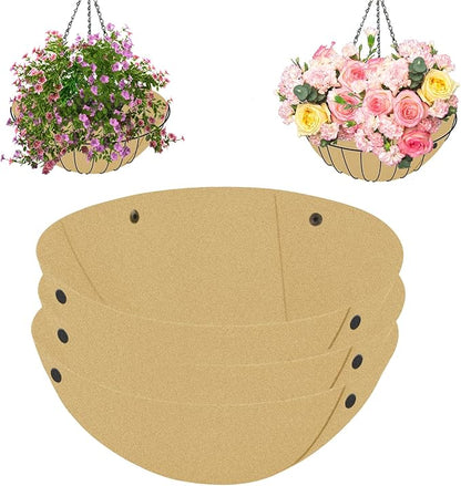 3PCS 12 Inch Round Hanging Basket Liners Fabric Hanging Plant Liners Non-Woven Planter Liners Beige Felt Liners Replacement Inserts for Hanging Baskets Outdoor Plants - Avoid Bird Nesting