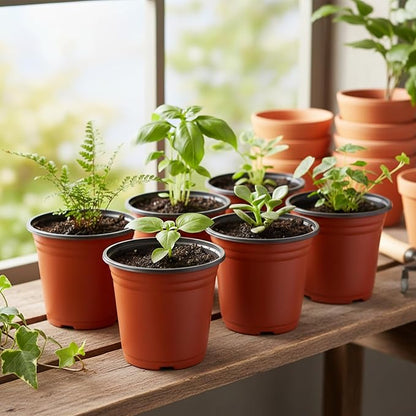 40 PCS Plant Nursery Pots 6 Inch Plant Seedling Pots with Drainage Holes Plastic Plant Flower Pot Small Plastic Seed Starting Pot Starter Containers Office Home Indoor Outdoor