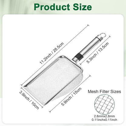1-Pack Gardening Soil Sifter, 3.3 mm Mesh Stainless Steel Sand Soil Compost Sieve with Stainless Steel Handle for Sand/Dirt/Rock Compost [Silver Tone]