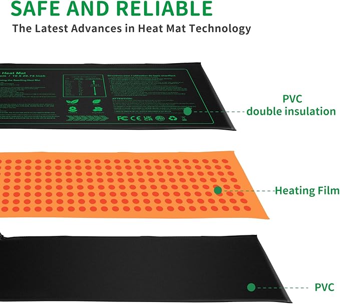 NAMOTEK Seedling Heat Mat, 10" x 20.75" Waterproof Plant Heating Mat, Warm Hydroponic Heating Pad for Indoor Home Gardening Seed Starter,Germination, Greenhouse