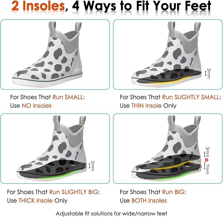Kalkal Men's Deck Boots, Waterproof Fishing Rain Boots with High Traction, Men's Rubber Boots For Gardening Fishing Boating Camping Sailing