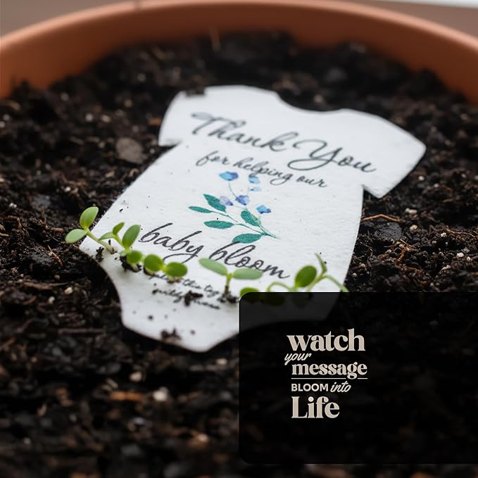 Onesie Seed Paper – 15pcs Blue Plantable Wildflower, Writable & Plantable Gift for Moms, Parents, & Plant Lover, Ideal for Gender Reveal, Baby Shower, Baby’s Birthday, & Other Celebrations