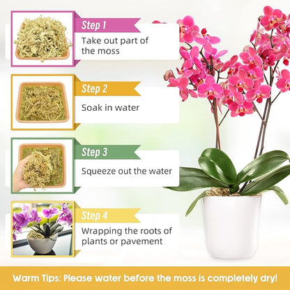 Legigo 3.3LBS Premium Sphagnum Moss for Plants- 60QT Natural Succulent Carnivorous Plant Moss Dried, Long Fiber Orchid Moss for Orchid Repotting Succulent Sarracenia Potted Plants Gardening & Reptiles