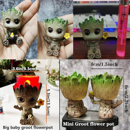 Face Planters Pots Head Planter,Succulent Planter Cute Plants Flower Pot with Hole Pen Hold for Home Garden (Groot Flower Pot)