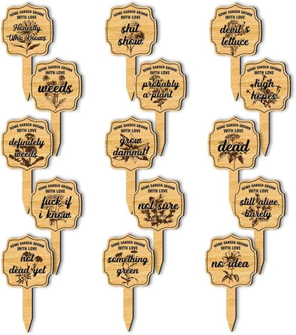 arricraft 15 Pcs Wooden Plant Tags, Waterproof Garden Stake Labels Weeding Plant Marker with Text for Indoor Outdoor Potted Plants Nursery Marker Decoration