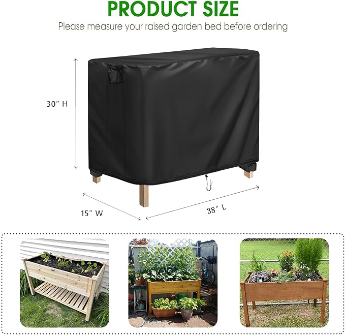 Cover for Raised Garden Bed, 38 x 15 x 30 inch Waterproof Elevated Flower Bed Covers for Winter, Raised Tall Planter Box Cover for Outdoor Protection