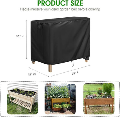 Cover for Raised Garden Bed, 38 x 15 x 30 inch Waterproof Elevated Flower Bed Covers for Winter, Raised Tall Planter Box Cover for Outdoor Protection