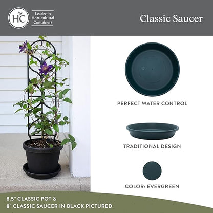 The HC Companies 14 Inch Classic Round Plant Saucer, Lightweight UV-Resistant Plastic Outdoor & Indoor Flower Pot Tray, 2-Pack Plant Pot Trays for Garden & Home Decor, Evergreen