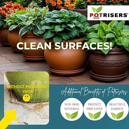 (Standard Size -32 Pack) - Invisible Pot Feet to Elevate up to 8 Flower Plant Planters or Statues | Perfect for Patios, Decks, Gardens, and Greenhouses - Made in the USA
