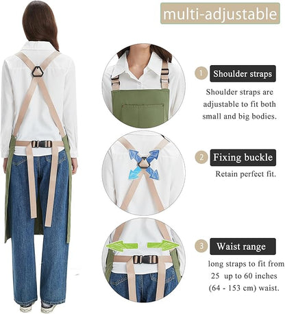 Pottery Apron Split Leg Waterproof Unisex Crossback Apron with Large Pockets