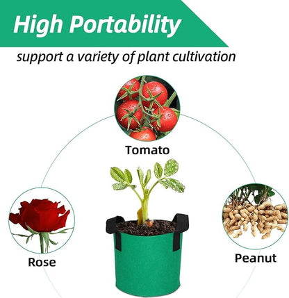 Grow Bags,Growing Pot Bags Garden Grow Bag Indoor Outdoor Fabric Aeration Plant Pot Container Flower Vegetable Pouch (Dark Green,15Gallon)
