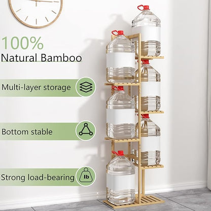 Laiensia Bamboo Plant Stand Rack 6 Tier,Multiple Stand Holder Shelf Rack, Indoor&Outdoor Planter Display Shelves for Patio Garden, Living Room, Corner Balcony and Bedroom,Wood Color