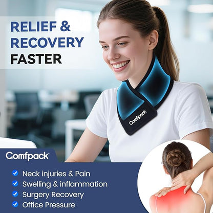 Neck Ice Pack Wrap, Cervical Ice Pack, Flexible Gel Ice Pack for Neck, Hot & Cold Compress Cold Pack for Injuries, Sore Neck, Tonsillectomy, Thyroidectomy, Surgery Recovery, Office Pressure