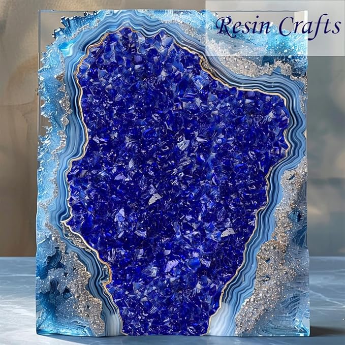 HappyFiller 1.3 LB Crushed Glass Broken Piece Granules for Resin Art Craft Project,Vase Fillers Candle Holder Aquarium Fish Tank Decor,Terrarium Potted Plants Topper Dressing Pebble Stones,Cobalt Blue