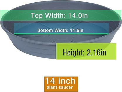 Plant Saucer 14 Inch 4 Pack 6 8 10 12 14 16 18 20 25, Plastic Plant Trays for Pots，Extra-Deep Plant Water Dray Tray, Bird Bath Bowl, Heavy Flower Plant Saucers Indoors and Outdoor No Holes