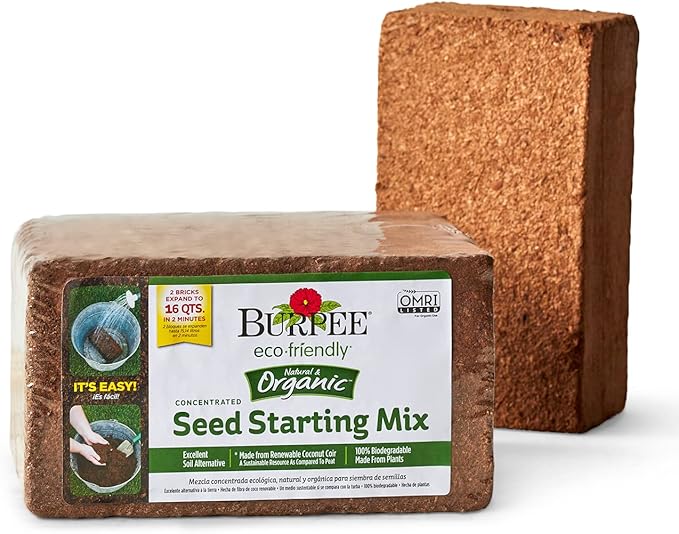 Burpee Natural Purpose Granular 4-Lb Organic Food for Growing Strong Plants & Organic Coconut Coir Concentrated Seed Starting Mix, 16 Quart