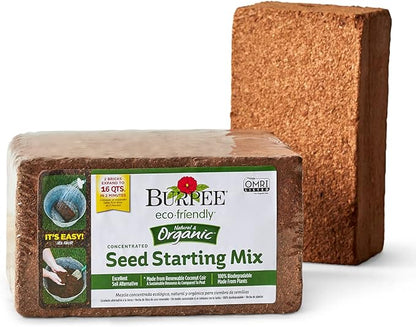 Burpee Natural Purpose Granular 4-Lb Organic Food for Growing Strong Plants & Organic Coconut Coir Concentrated Seed Starting Mix, 16 Quart