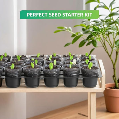 5-Pack 32 Cell Seedling Trays & 160 Pack 2" Soft Clear Nursery Pots -Thickened Durable Plant Starter Kit for Seed Germination (5 Sets)